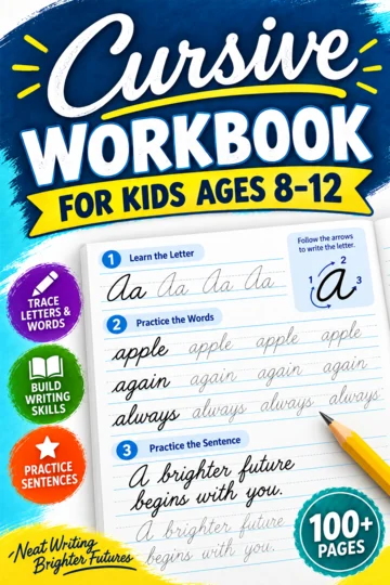 Cursive Workbook for Kids Ages 8–12 cover